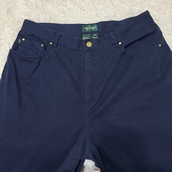Lauren Ralph Lauren Pant Chino Navy Capri high Rise Cropped Classic Size 16 W - Picture 7 of 15